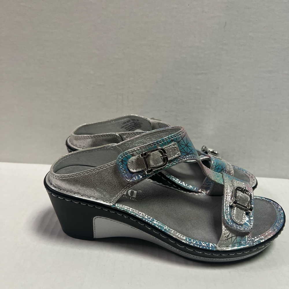 Alegria Stylish Silver and Blue Women's Sandals Size 36 (New Without Tags)